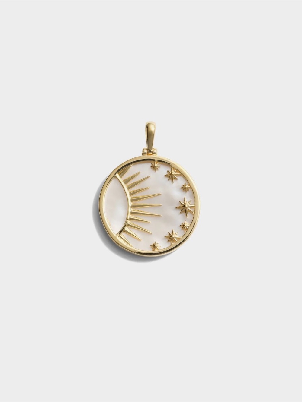 NWOT - Awe Inspired Celestial Mother of Pearl Amulet 14K Gold Vermeil Large